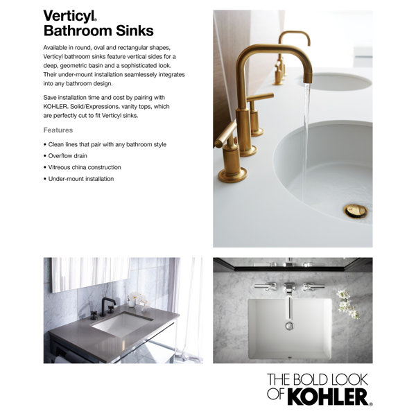 K28820,7,95 Kohler Verticyl Rectangular Undermount Bathroom Sink with